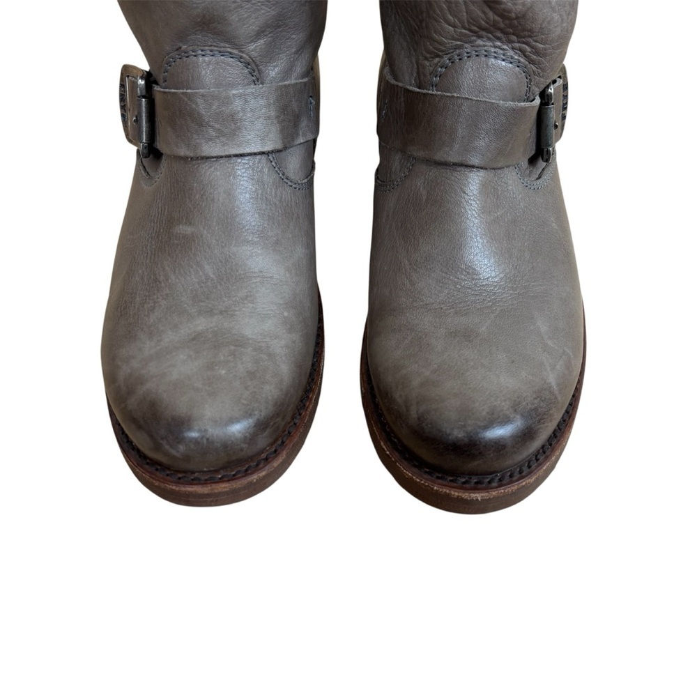Frye Veronica Shortie Short Grey/Brown Leather Pull-On Boots Women’s Size 6 - Picture 2 of 10